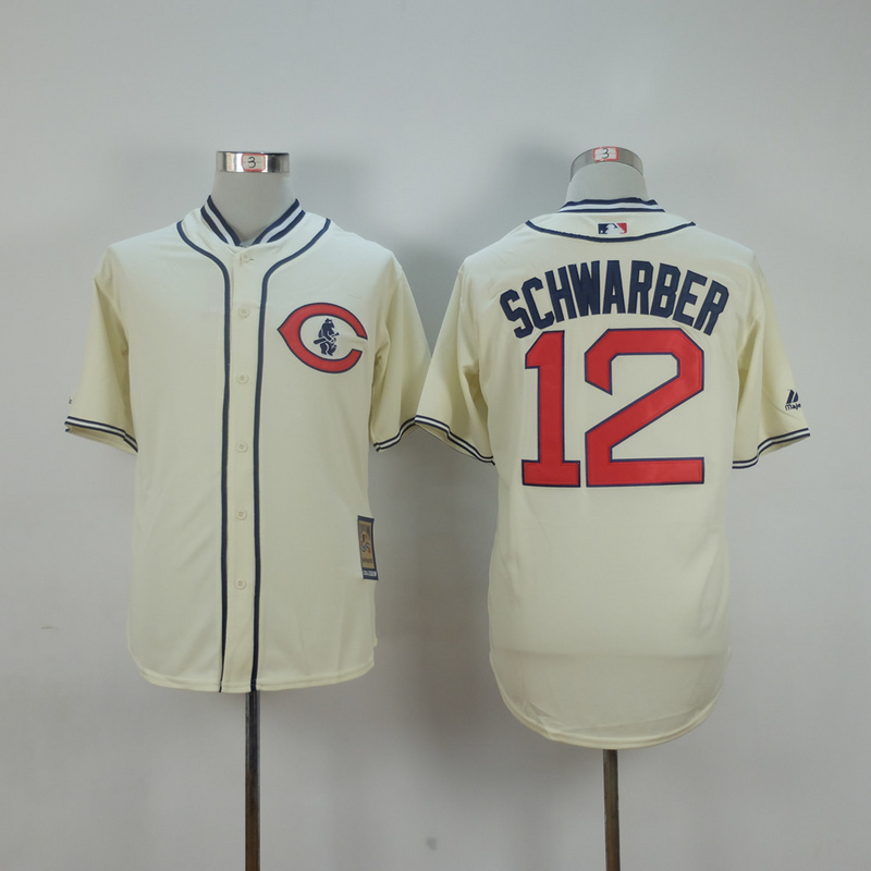 Men Chicago Cubs 12 Schwarber Cream Throwback 1929 MLB Jerseys